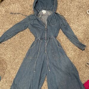Vintage sue Brett Denim Hooded Jumpsuit xs